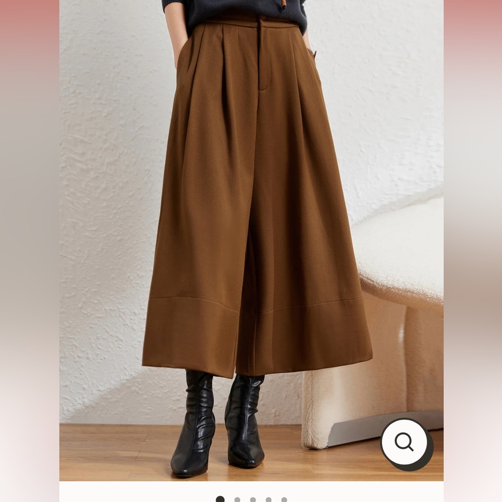 Tan Wide-Leg Trousers